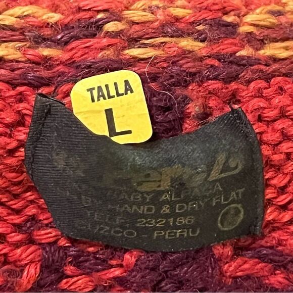 Vtg Perez 100% Baby Alpaca Hand Made Peru Southwest Aztec Oversized Cardigan L - Picture 12 of 14